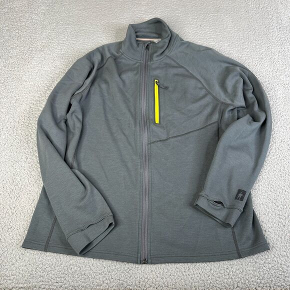 Smartwool Sweater Men L Gray Merino Wool Full Zip Pockets Thumb Hole Tech Pocket - Picture 1 of 7